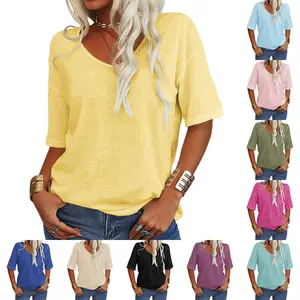 LAICIGO Womens 2025 Summer Basic Solid Color T-Shirt Cozy Casual Half Sleeve Tee Tops