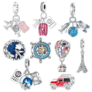 Travel Adventure Charm Beads, Enamel, Globe/Airplane/Eiffel Tower Designs for Wanderlust Jewelry, Suitable for Bracelets and Necklaces, Jewelry Gift for Women — Graduation/Birthday/Travel Gifts