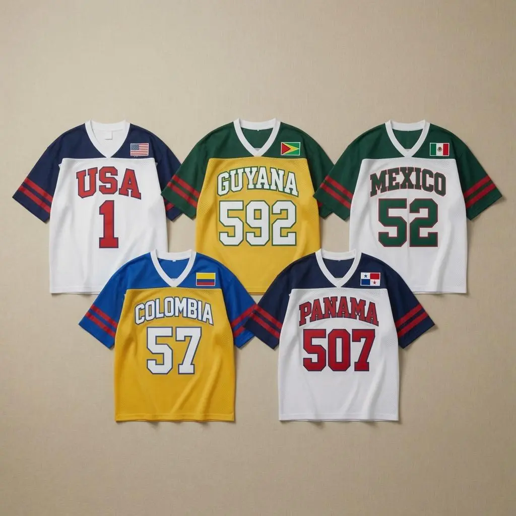 Unisex Country  Jerseys - Oversized Menswear Boxy Fit Fashion Jerseys - Ayiti - Puerto Rico - Dominican Republic Tê- Cuba - Panama - Colombia - Carribean Jerseys - Sports Top Tshirt - Graphic T-Shirt