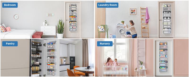 Home decor,christmas decorations,Black Friday Deal,Door Hanging Storage Rack - 5+5 Pockets for Everyday Storage with 5 Large Clear & Mesh Side Pockets for Bedrooms Bathrooms & Food Storage Rooms Grey Organizer Set Installation Hangable 10 - 15 Kg Capacity