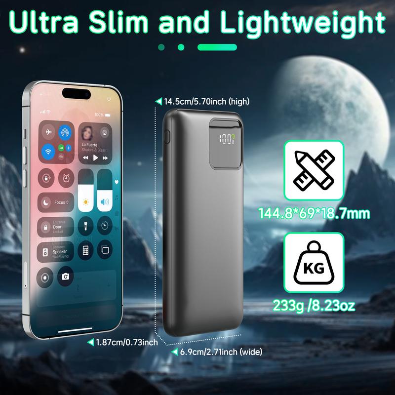 10000mAh Slim Portable Charger with Built-in Cables, 22.5W Fast Charging Power Bank, 4 Outputs & 2 Inputs, Travel-Ready Battery Pack for iPhone, Samsung, Android, LG, Moto & More 10000mAh Slim Portable Charger with Built-in Cables, 22.5W Fast Charging Power Bank, 4 Outputs & 2 Inputs, Travel-Ready Battery Pack for iPhone, Samsung, Android, LG, Moto & More