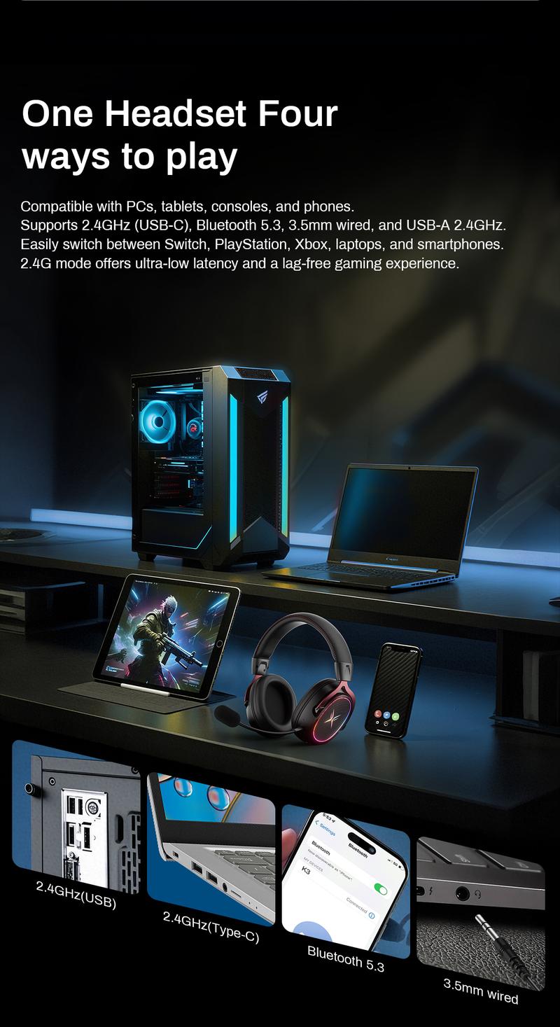 [New Year Picks] TAGRY TRONICX Upgraded G3/G5 Wired PC Gaming Headset with 50mm Driver, ENC Microphone, USB-A Headset with 7.1 Surround Sound, Control Box for PC/PS5 Console/Switch Dock Mode  (Not Compatible with Xbox)