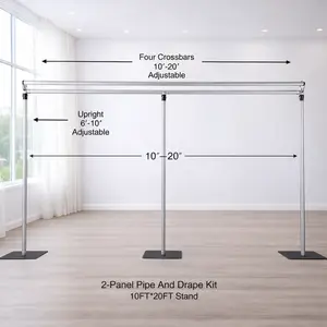 2-Panel Pipe And Drape Kit With Double Crossbar Heavy Duty Backdrop Accessories Adjustable Durable