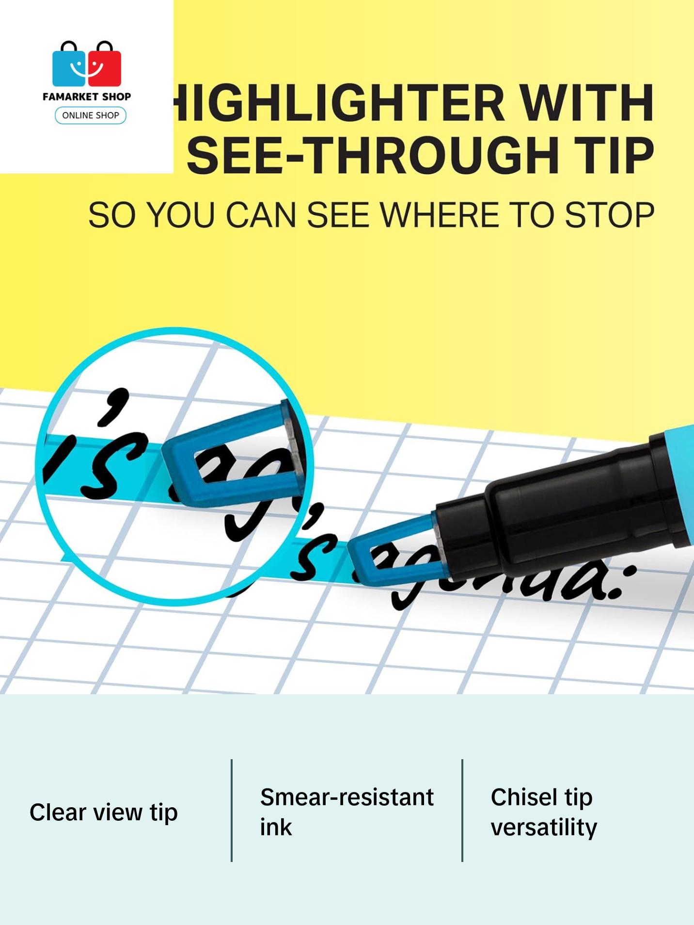 Clear View Highlighter Sticks, Chisel Tip, Assorted Fluorescent, 8 Count No Brand