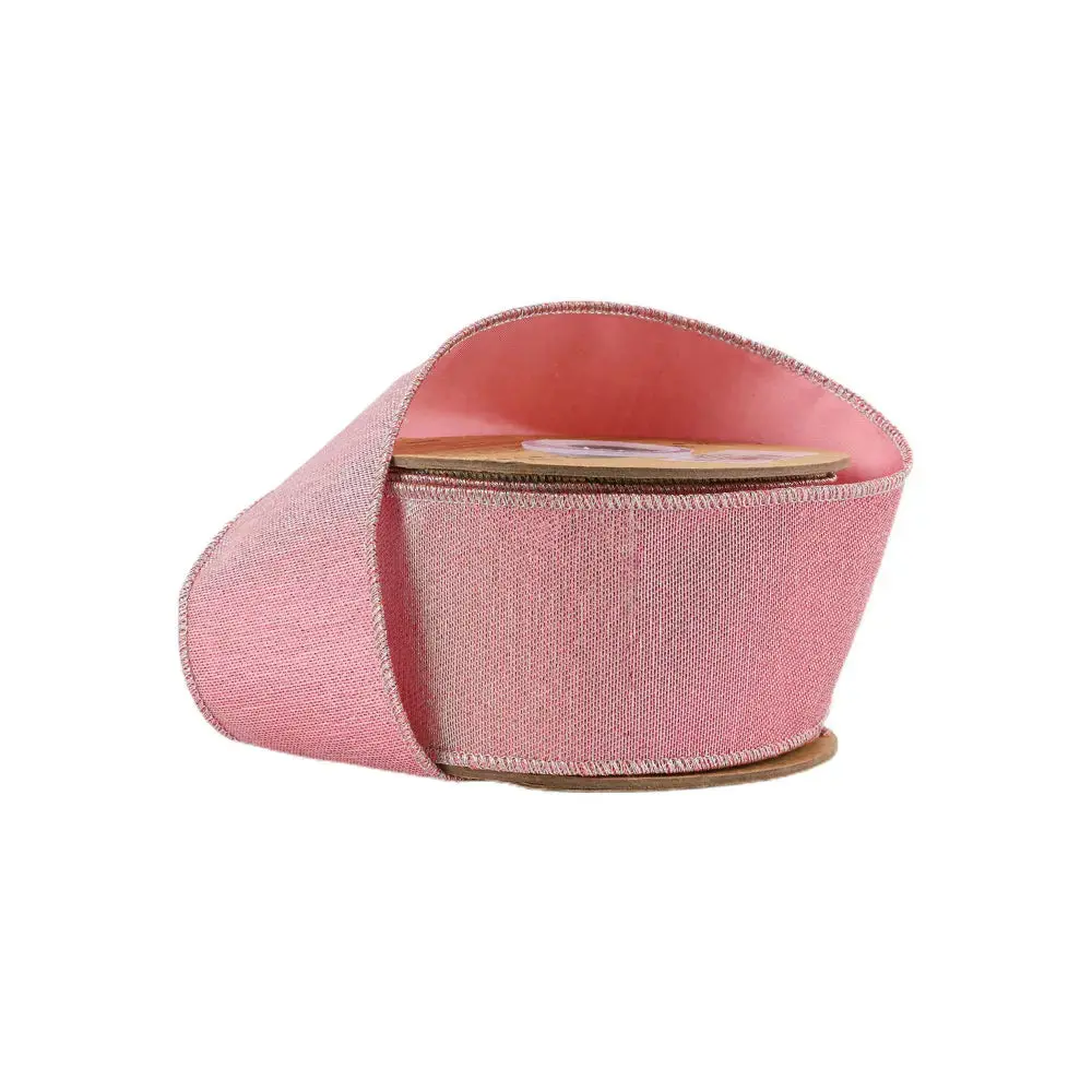 2 1/2" Wired Iridescent Ribbon | Pink Metallic Double-Fused Taffeta Backing | 10 Yard Roll