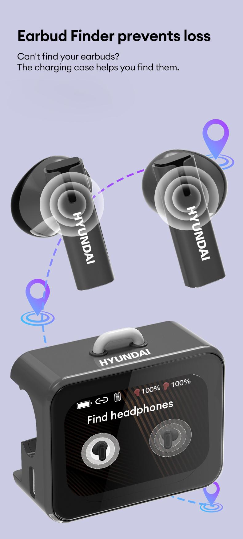 HYUNDAI C19 Multifunctional In-Ear Wireless Headphones with Bible Prayer App, Bluetooth 6.0, LED Smart Screen, Find Earbuds Anti-Loss Function, Hi-Fi Sound, Audio Earbuds for Music, Prayer & Calls, Ideal Gift for Men & Women, Compatible with Android & iOS