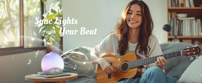 ecozy Sunrise Alarm Clock for Heavy Sleepers, Smart Wake Up Light Clock with Sunrise/Sunset Simulation Decor, 26 Soothing Sounds, White Noise Machine Night Light, Bluetooth Speaker Wake Up Light Clock for Bedroom, Adults, Kids