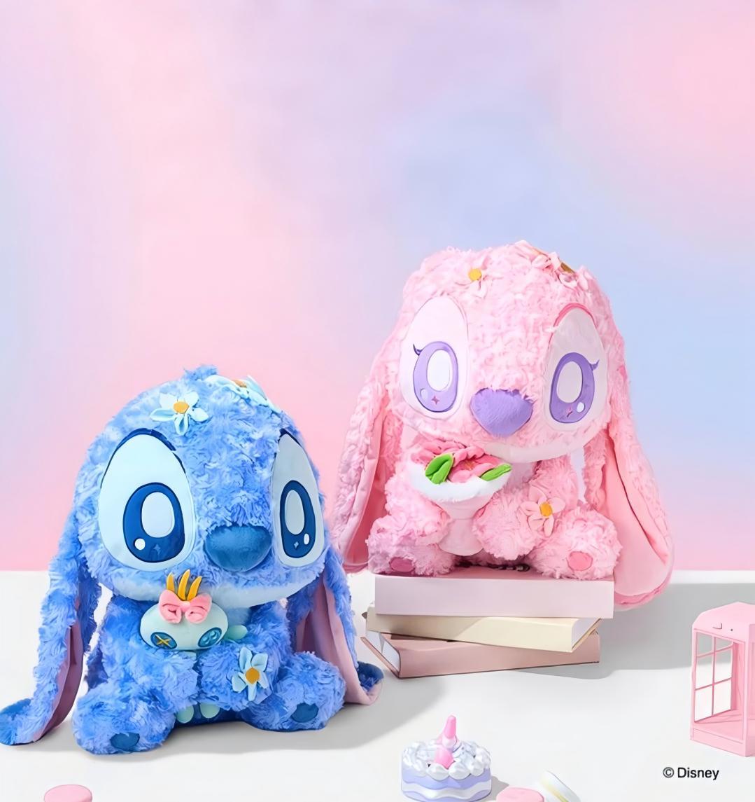 Disney Stitch Series Flower Roses Petal Plush Sitting Stitch & Angel Doll Toy Gift – Perfect for Collectors & Fans Lovers