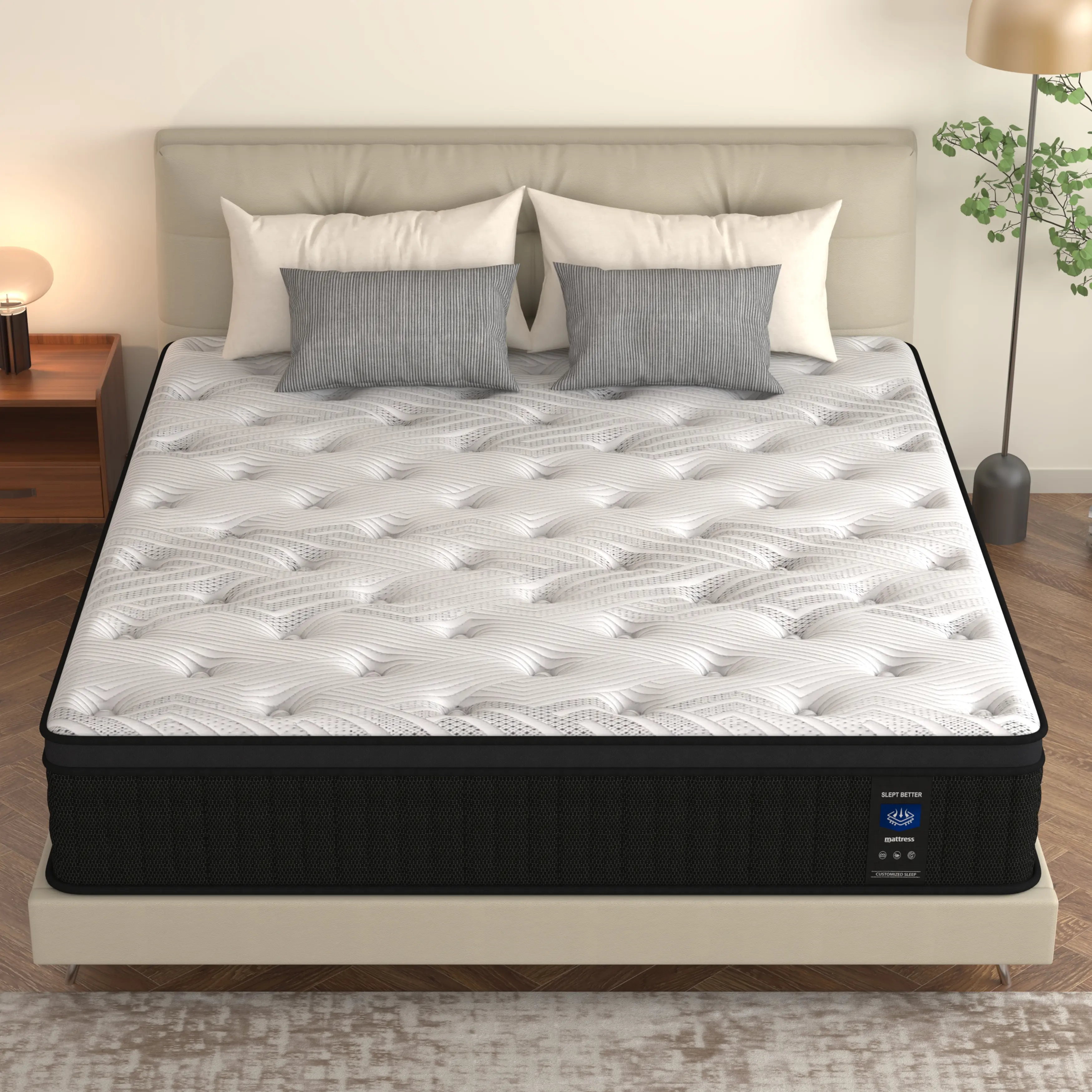 MRH 12-Inch Luxury Hybrid Queen Mattress - Memory Foam, Individual Bed Springs for Comfort & Support - Premium Mattresses Perfect for Family Rooms, Hotels, Queen Mattresses sohochic