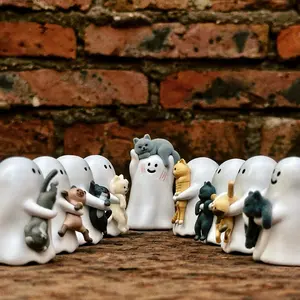 Ghody Behold My Cat Series  Box – Cute Ghost & Cat Collectible Figure,Glow in the Dark