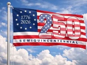250th Anniversary American Flag (1776-2026) Semiquincentennial  | ‘3X5 ft Outdoor Banner, Polyester Material, Suitable for House and Party, Anniversary Celebration, Yard Decoration .