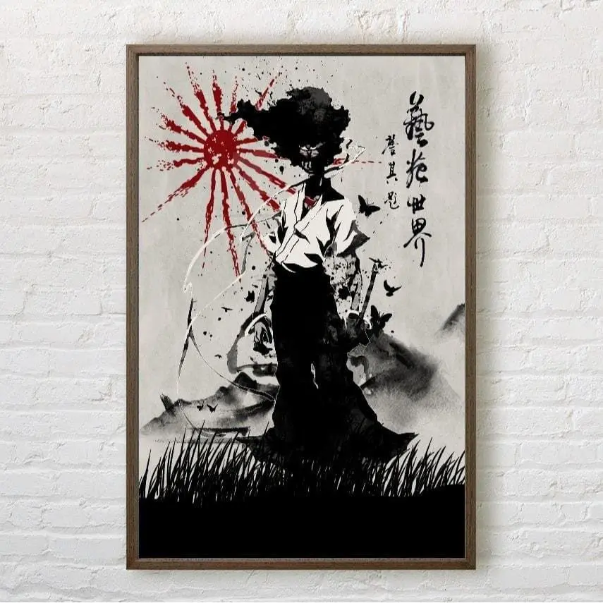 Vintage Afro Samurai Satin Paper Graphic Print Photo Poster - Takashi Okazaki Japanese Anime Thick Art, Unframed High-Quality Humidity-Resistant Multi-Size Home Supplies, Wall Decor for Kid Room