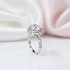 18k White Gold 2.0 Ct Diamond Option Double Halo Engagement Ring