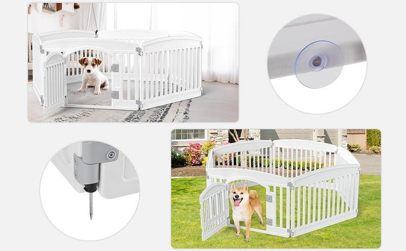 Plastic Pet Playpen, Durable Puppy Playpen with Lockable Door and Non-Slip Bottom, Portable Indoor Outdoor Puppy Pen Plastic Pet Playpen, Durable Puppy Playpen with Lockable Door and Non-Slip Bottom, Portable Indoor Outdoor Puppy Pen