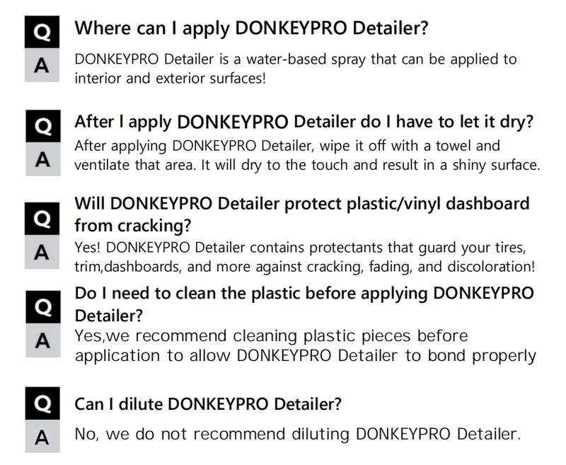 Donkeypro Car Interior Detailer & Restorer – Protects & Polishes Leather, Plastic, Rubber – User-Friendly Trim Restorer with UV Protection – Safe Auto Detailing Supplies – 15 Oz Kit