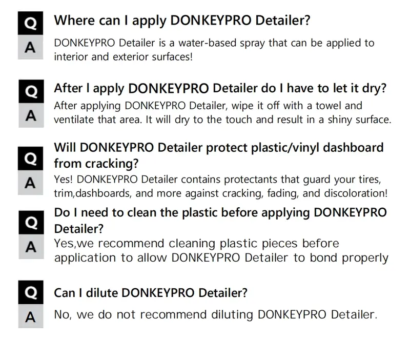 Product Introduction of DONKEYPRO Car stuff Waterless Spray WaxInterior Care Cleaner 15OZ  Detailer for Car Interiors&Exteriors with Hygienic Protection Car cleaning spray car cleaning kit 2