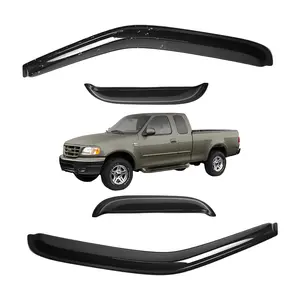 Tape-on -For 1997-2003 Ford F-150 Extended Cab 4 Door Window Visor-Smoke Tinted # Rain guard# Rainproof#Sun Shade#UV Protection# Easy-Install # Vent Shades# Car Windshield# Car Weather Shields# Wind Deflector