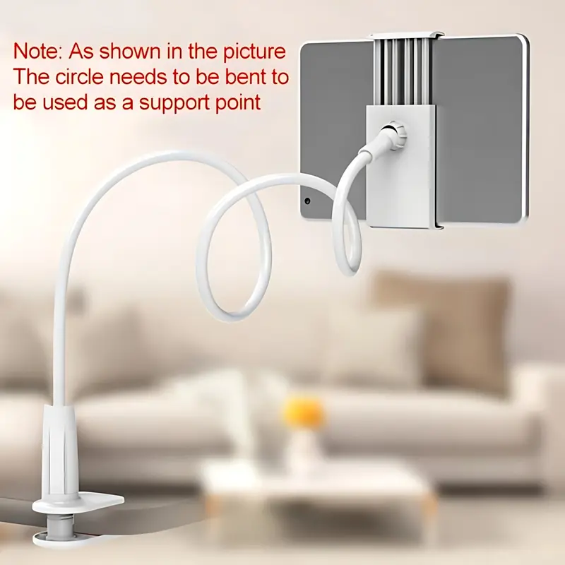 360° Rotatable Cellphone Mobile Smartphone Mount Stand - Sturdy Anti-Shake Long Arm ABS Plastic Clamp, Desk-Side Adjust Casual Hands-Free Tool for Headboard/Desk, Compatible with iPhone, iPad, Kindle, Neck Pain Relief