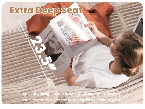 【4 Packages Shipping】Ovios 135" Sectional Cloud Couch for Living Room, Modular Floor Sofa with Plush Corduroy, No Assembly Required, Big Comfy Couches Set with Fluffy Memory Foam, Stupendous U Shaped Sofas with Chaise Furniture Lounge