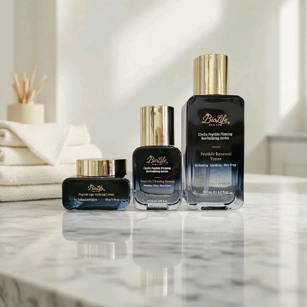 BioLife 3-Step Skin Peptide Renewal Skincare Set - Toner, Firming Serum, and Age-Defying Cream