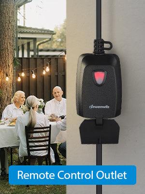 DEWENWILS Outdoor Indoor Wireless Remote Control Outlet with 2 Remotes, 3-Prong Remote Plug Weatherproof, 15A Heavy Duty, 7-inch Cord, 100FT Range, Electrical Plug for Lamp/Lights/Fans, ETL Listed-HORS23H