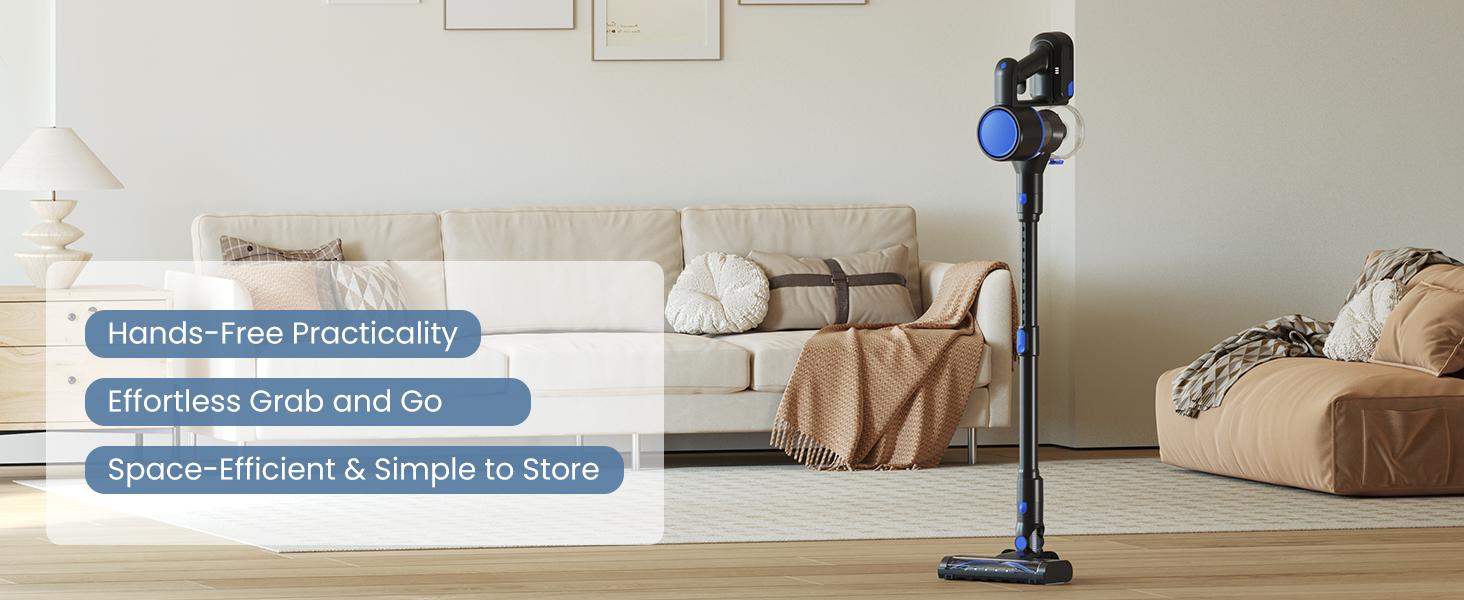 Cordless Vacuum Cleaner, Lightweight Stick Vacuum for Home with Anti-Tangle and LED Lights, Powerful Rechargeable Wireless Cleaners for Hardwood Floors Carpet Pet Hair