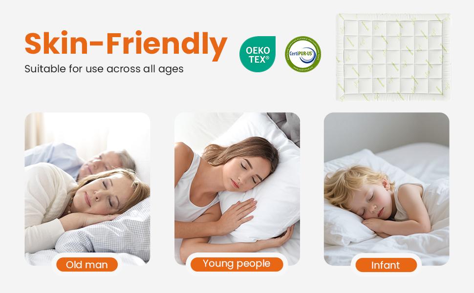 Mattress Topper Viscose Made from Bamboo Sheets Mattress Protector for Back Pain Relief Cooling for Hot Sleeping Poor Sleeper Green