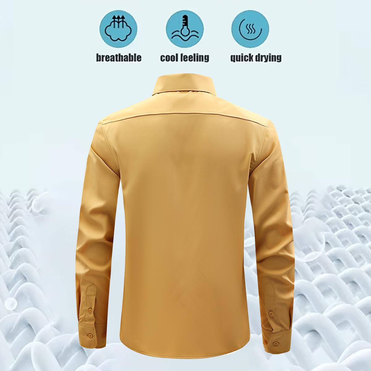 Men's Shirt Long Sleeve Wrinkle-Free Four-Sided Stretch Business High-End Shirt