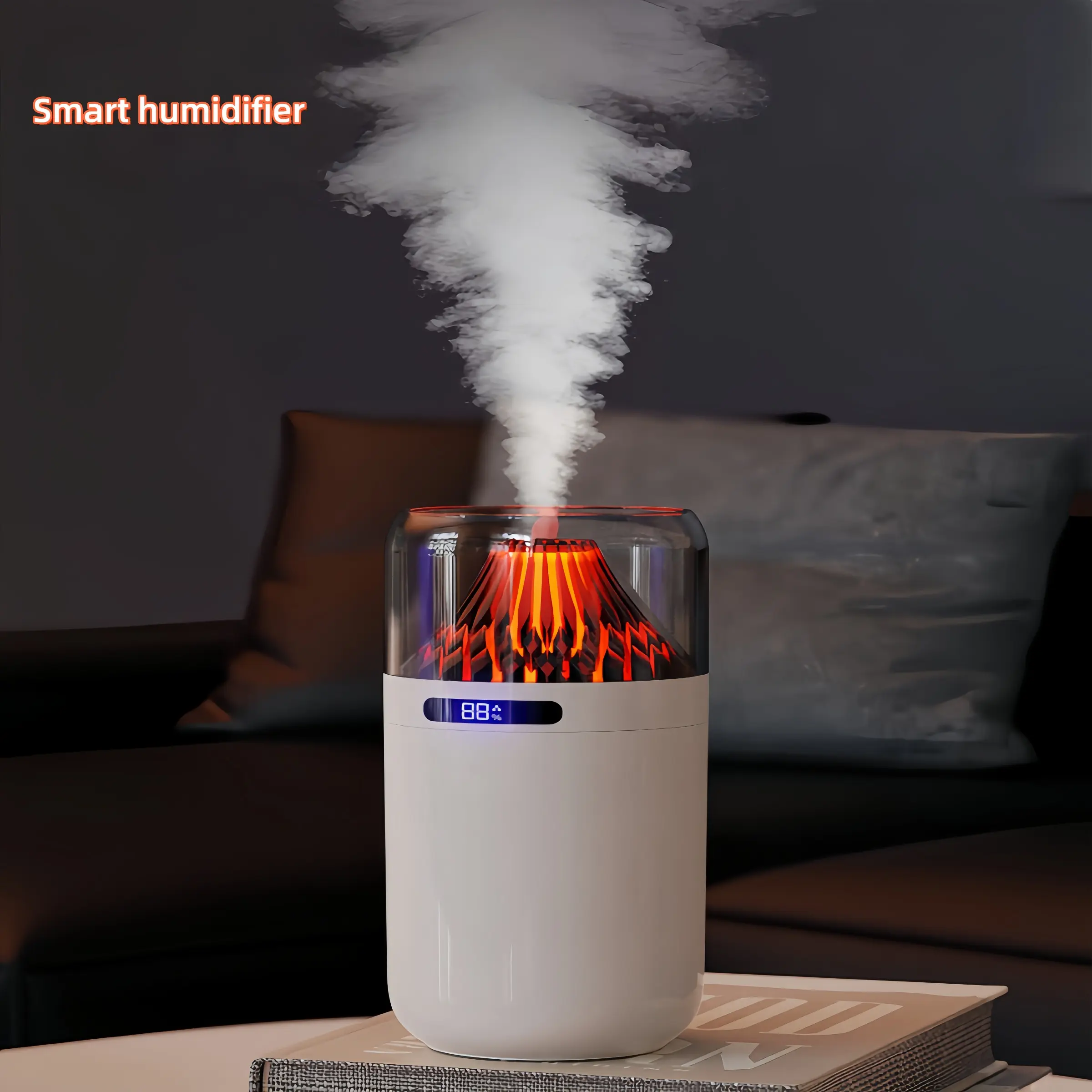 New Volcano Humidifier for Bedroom & Office Desk Use, Small Car Flame Spray Aromatherapy Diffuser, Home Decorative Air Moisturizer Machine, Rechargeable Humidifier