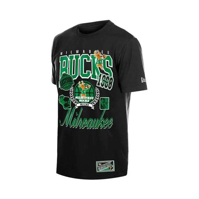New Era Classics Black Milwaukee Bucks T-Shirt
