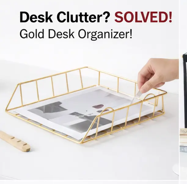 Multifunctional Stackable Paper Tray Desk File Organizer Desk Ornaments Rose Gold Golden for Office Home School Drop Shipping adhesive tape