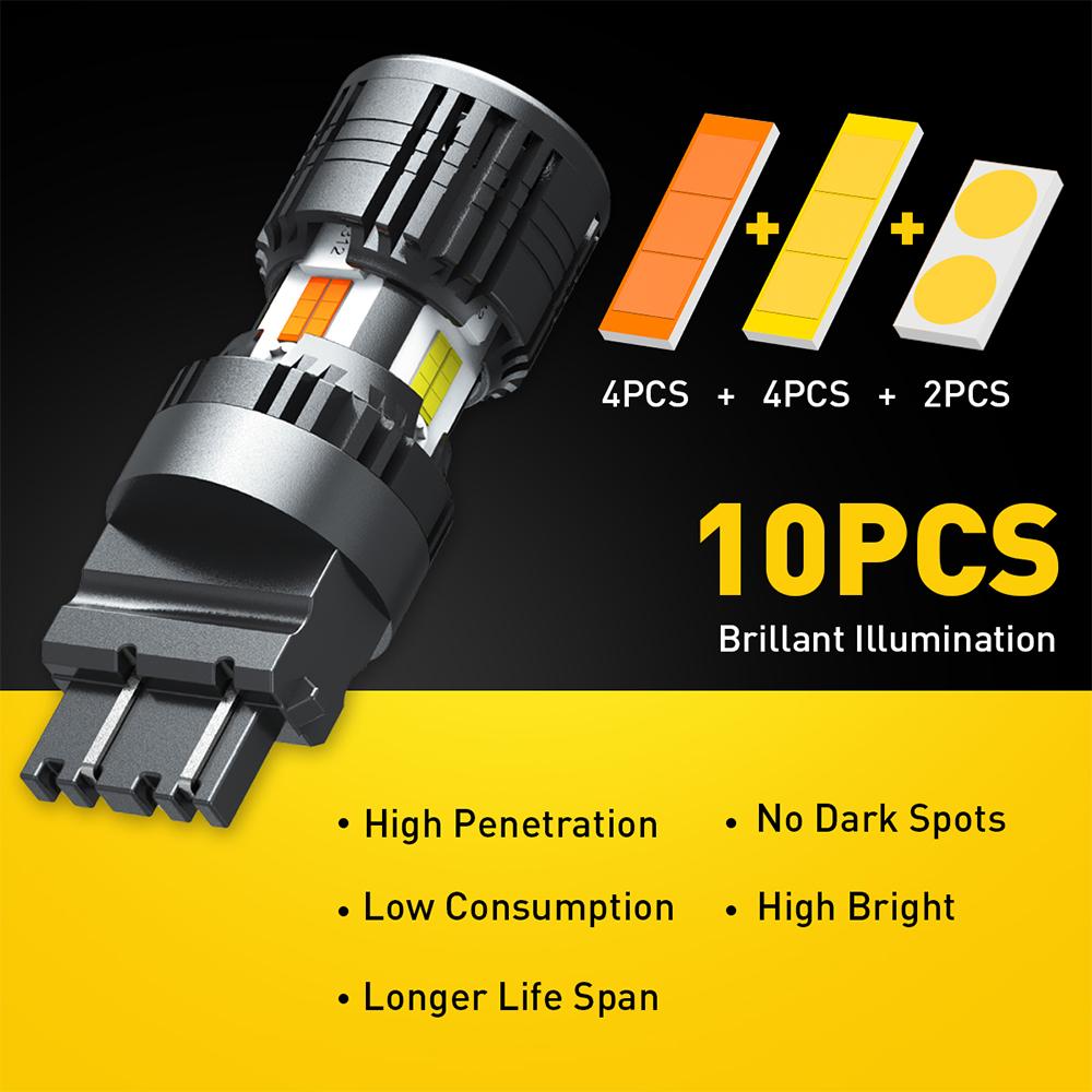 AUXITO Latest CANBUS 3157 Switchback LED Bulbs 3057 3457 4157 Dual Color Amber/White Anti Hyper Flash Built-in Resistor Error Free Turn Signal Lights and DRL/Parking Lights, Pack of 2