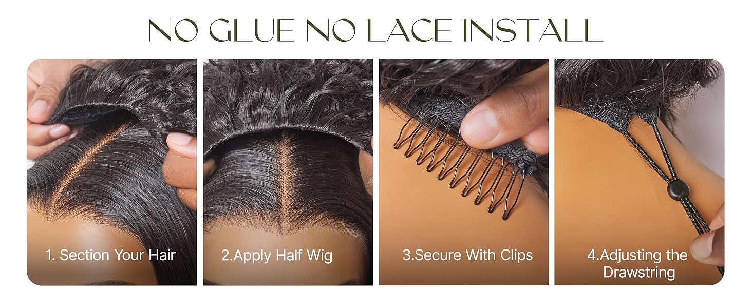 【NEW IN】Lemoda Half Wig Human Hair Burmese Curly Wig for Women 200 Density 3 In 1 Seamless Flip Over Half Wigs Beginner Friendly Glueless Wigs Human Hair with Spiral End Natural Color