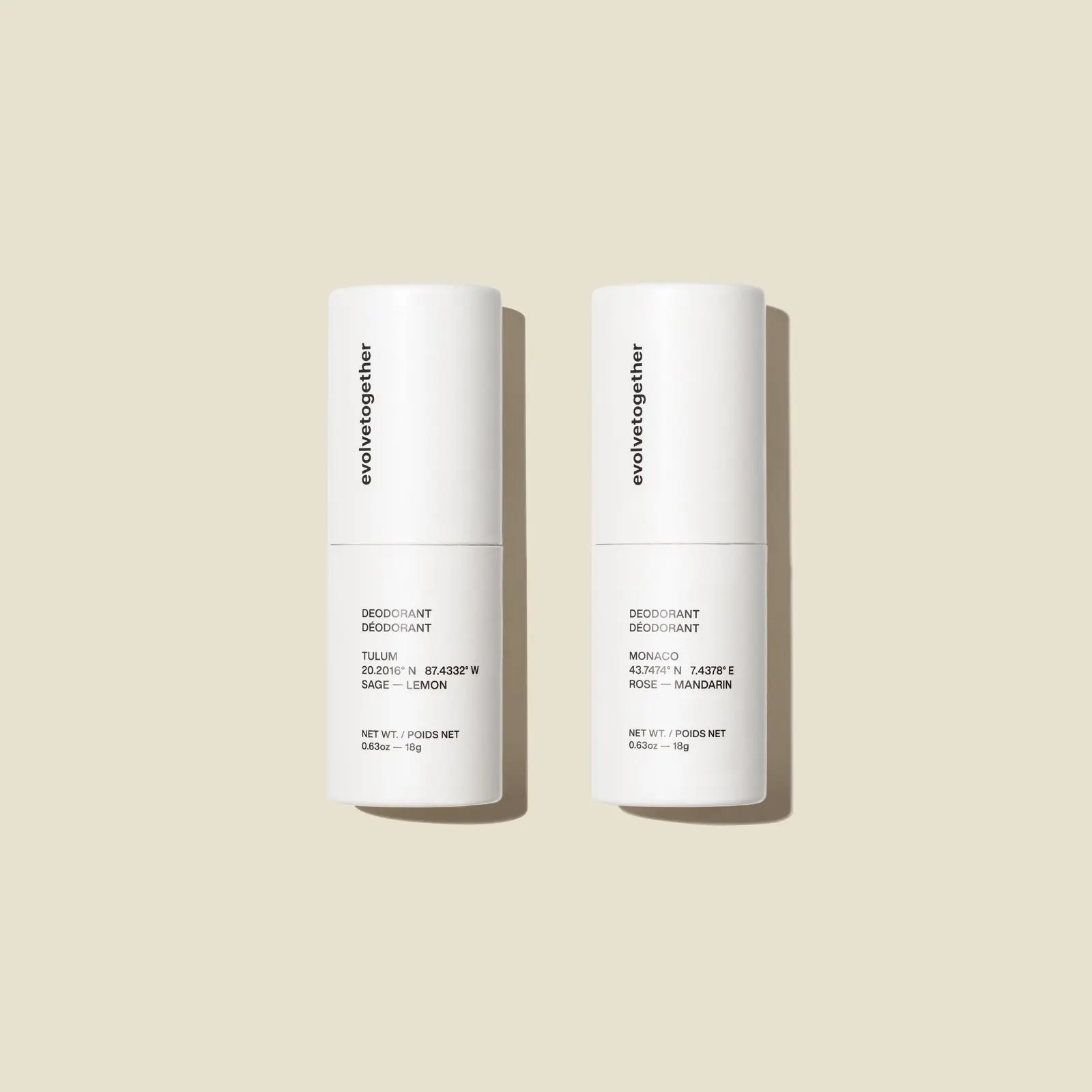 evolvetogether - tulum + monaco, travel deodorant duo | tiktok shop exclusive | green herbal & dry floral | advanced biofermentation formula | odor-neutralizing, sweat-absorbing | vegan, aluminum-free & baking soda-free |