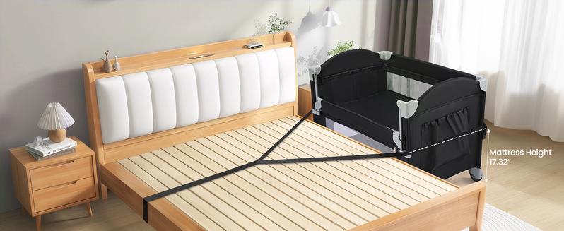 JOYMOR 4 in 1 Pack and Play, Baby Bedside Bassinet, Sturdy Play Yard with Padded Mat and Toy bar with Soft Toys JOYMOR 4 in 1 Pack and Play, Baby Bedside Bassinet, Sturdy Play Yard with Padded Mat and Toy bar with Soft Toys