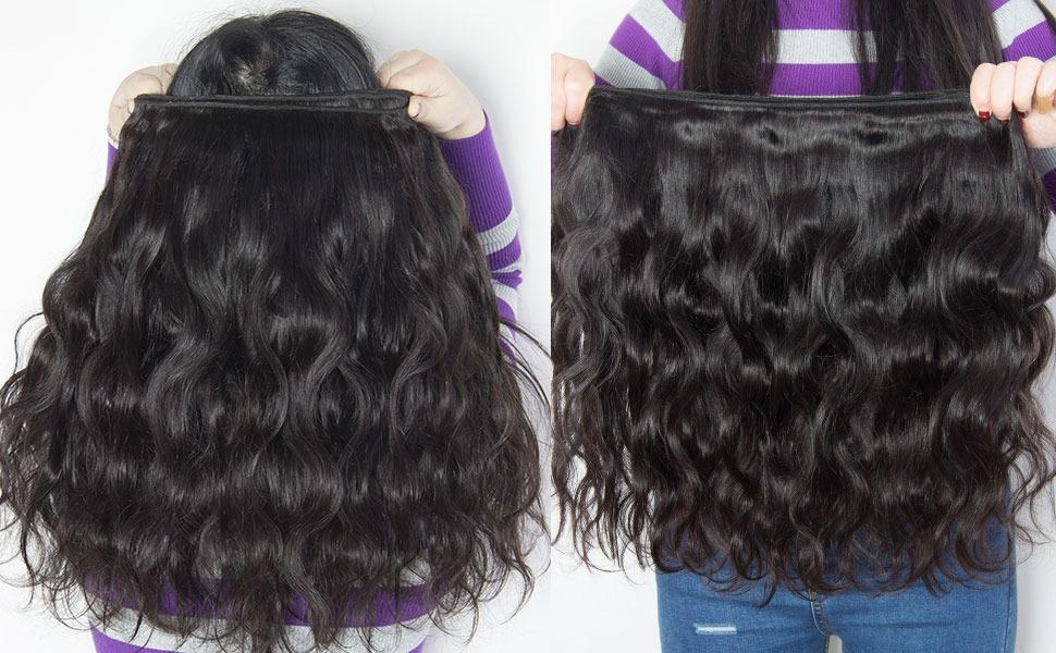 Lemoda Body Wave Virgin Human Hair Bundles Body Wave 100% Unprocessed Raw Human Hair Extensions Great Qanlity Hair Weave 3 Bundles Natural Black