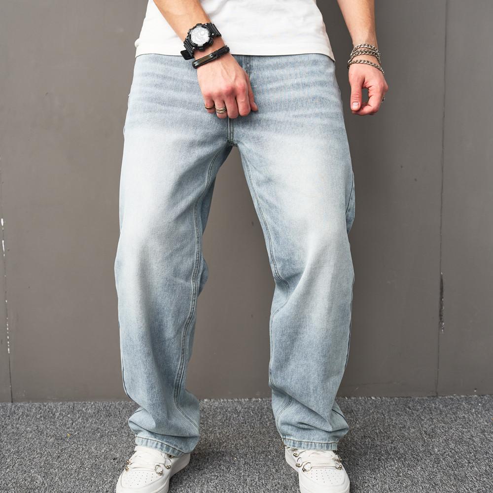 Baggy Jeans Men Multiple Pockets Distressed Straight Carpenter Stylish Comfortable Cargo Denim Pants Menswear Underwear Plain Casual Beige 113 Baggy Pants Skinny Jeans