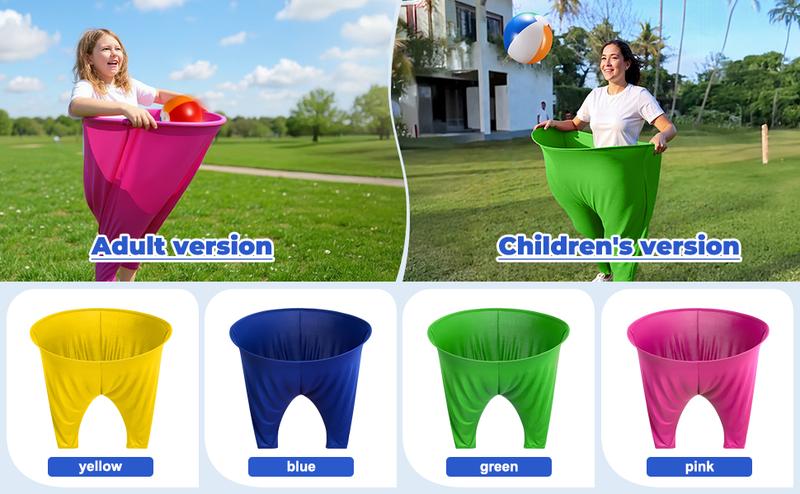 6 Pcs Granny Pants Yard Game, 2025 New Funny Giant Stretchy Pants, Granny Pants Outdoor Game with 4 Bouncy Balls & 1 Pump & 1 Granny Pant ( Random Color )