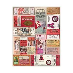 Alabama Crimson Tide | Vintage Sports Ticket Art Print | Retro College Team Wall Decor | Bama Football Fan Gift | Matte Vertical Posters