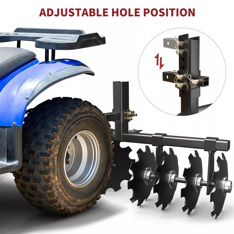 YITAMOTOR 32" Cut Width Disc Plow Harrow With 2" Receiver Hitch Mount for ATVs /UTVs Heavy