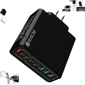 8 in 1 Waterproof Ports USB Fast Charger, Travel Phone Charger Plug Outlet,Multiple Fast Charging Station, 8 Ports USB Mobile Cell Phone High Speed Quick Wall Adapter for Multiple Devices