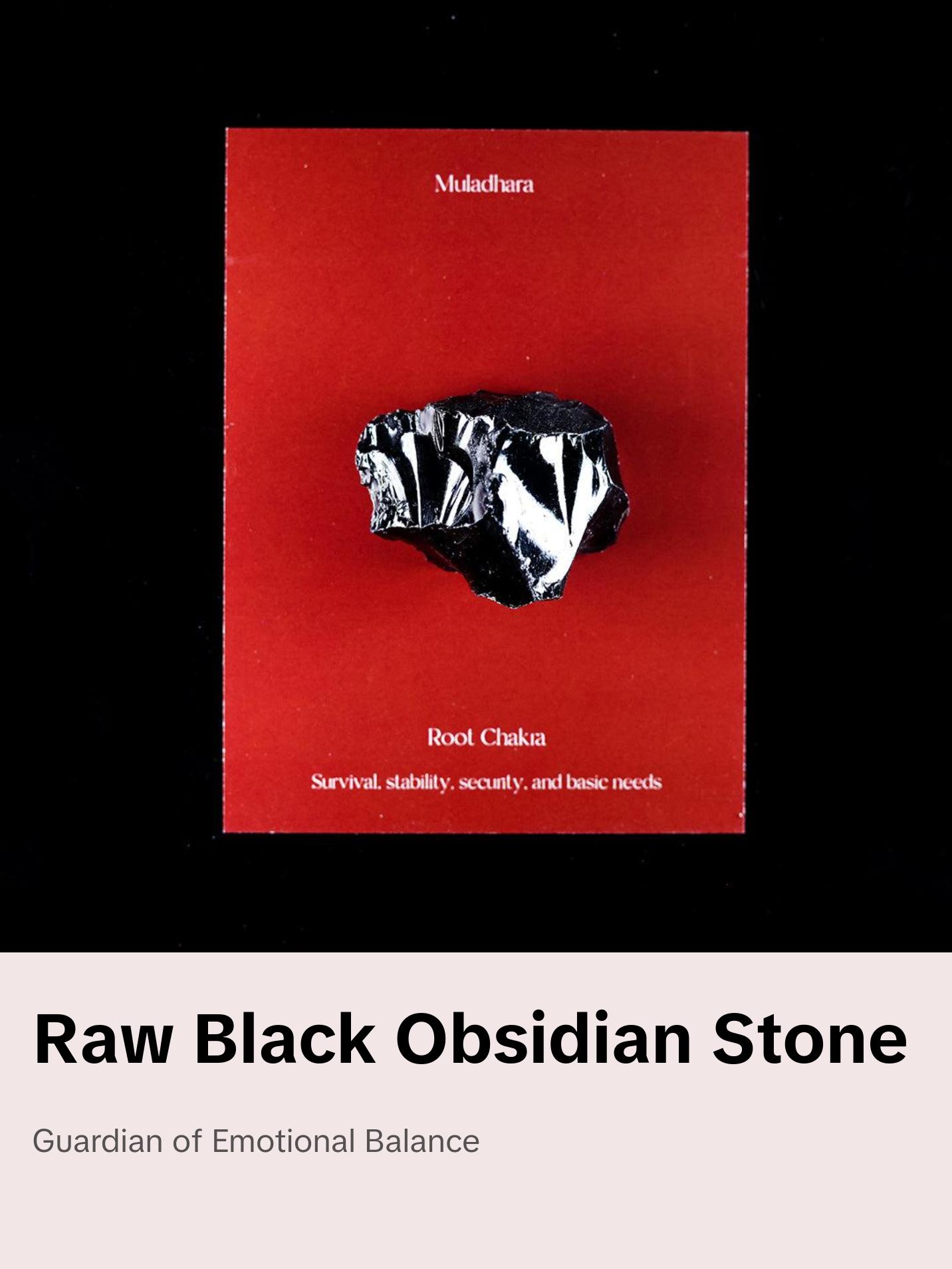 Obsidian Stone Rough Gemstone in Raw Black