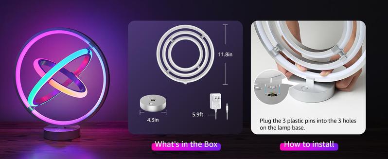 Lepro TB1 AI Smart Table Lamp, RGB+IC Addressable Color Changing Desk Light Alexa Google Enable, Music Sync Unique Cool LED Light for Game Bedroom Room Decor Ambient Lighting, 16M Colors, Dimmable Night Light 1%-100%, APP Control No Remote, 2.4 GHz-A Lepro TB1 AI Smart Table Lamp, RGB+IC Addressable Color Changing Desk Light Alexa Google Enable, Music Sync Unique Cool LED Light for Game Bedroom Room Decor Ambient Lighting, 16M Colors, Dimmable Night Light 1%-100%, APP Control No Remote, 2.4 GHz-A