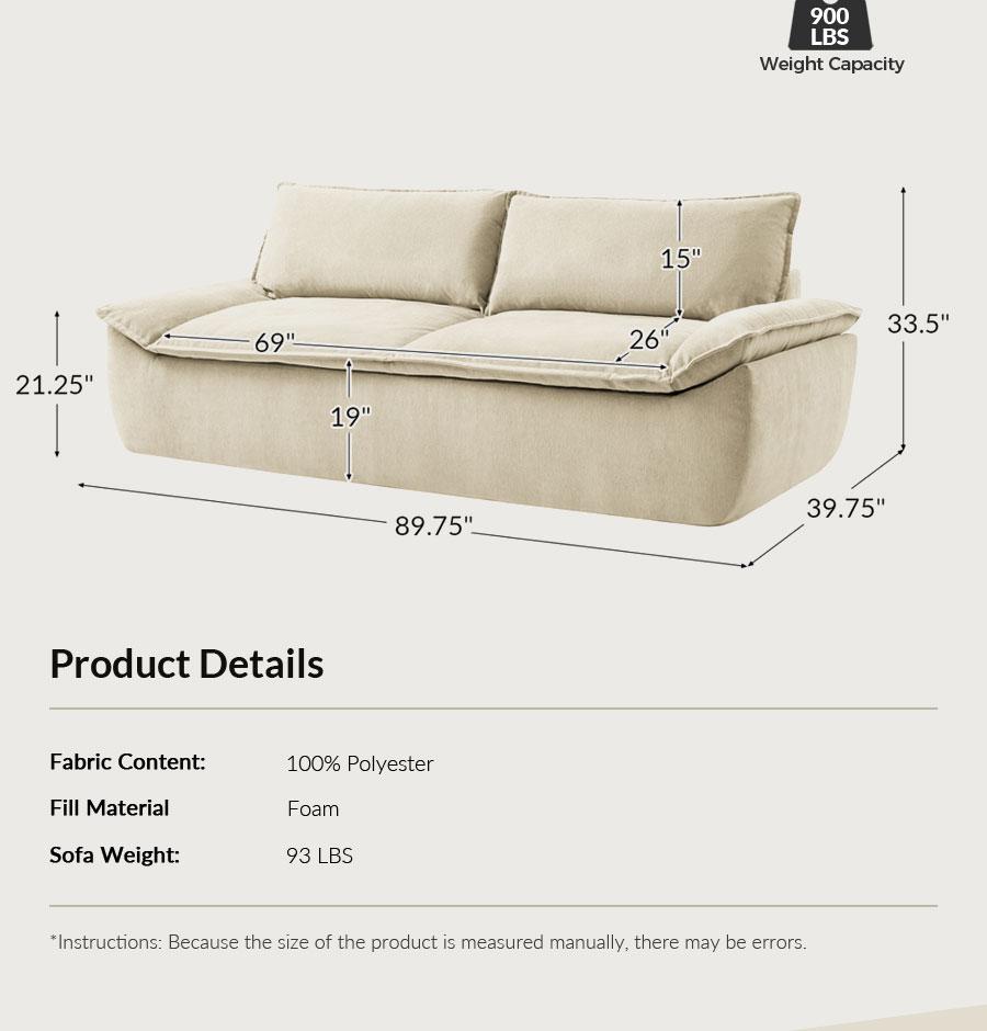 Hulala Anorea Effortless Mobility and Boneless Sofa, Modern Design with Elegant Details, Comfortable All-Foam Construction, Compressed Packaging Hulala Anorea Effortless Mobility and Boneless Sofa, Modern Design with Elegant Details, Comfortable All-Foam Construction, Compressed Packaging