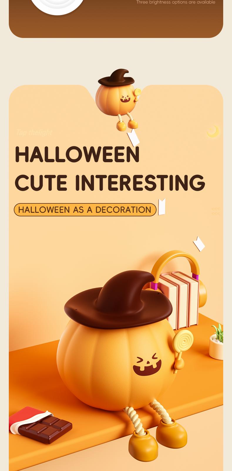 Christmas Mood Lights Mini LED 3-Level Dimmable Silicone Rechargeable Bedside Touch Lamp for Kids & Halloween Decor