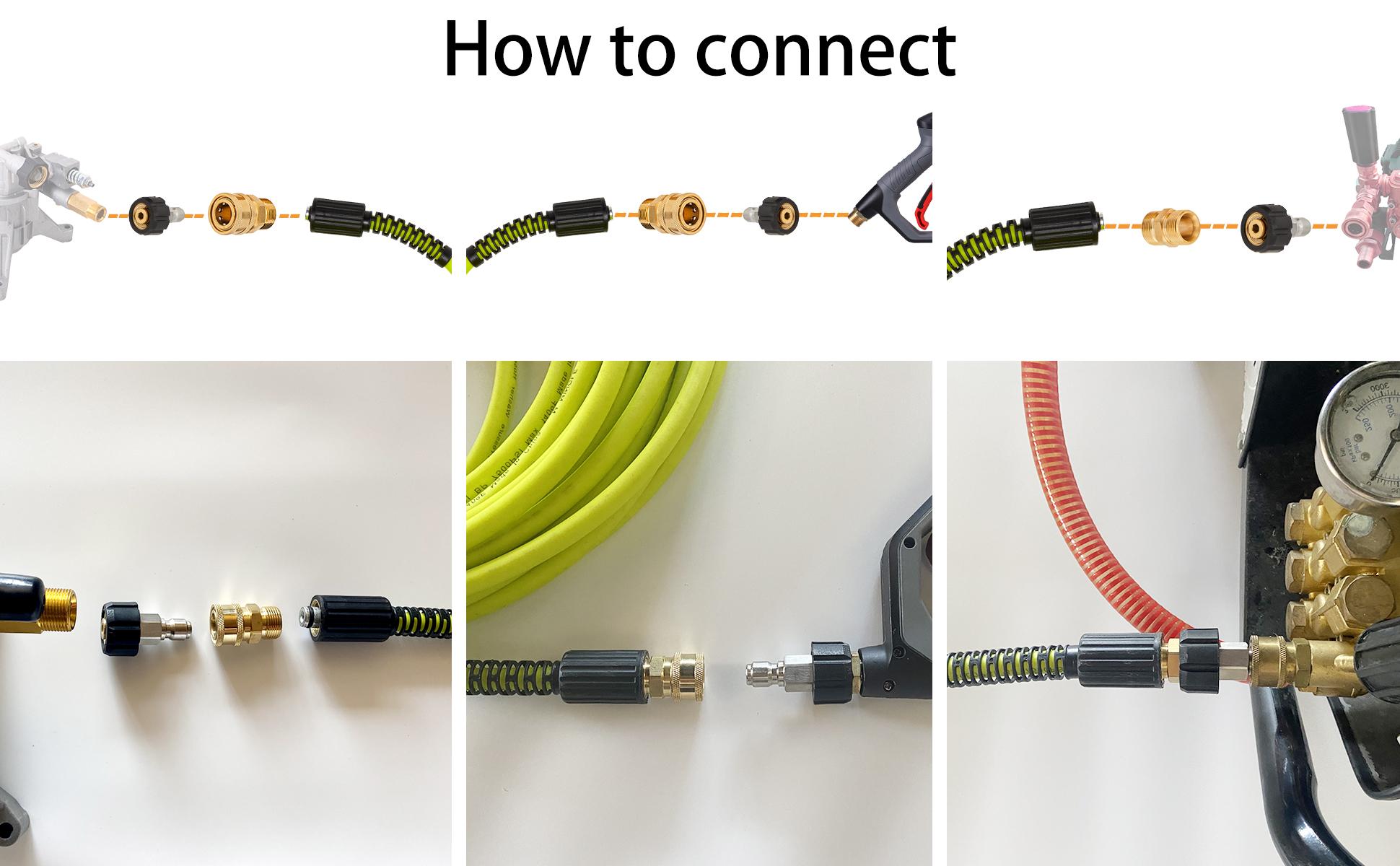 M MINGLE Pressure Washer Hose 50 FT x 1/4" - Replacement Power Wash Hose with Quick Connect Kits - High Pressure Hose with M22 14mm Fittings - 3600PSI