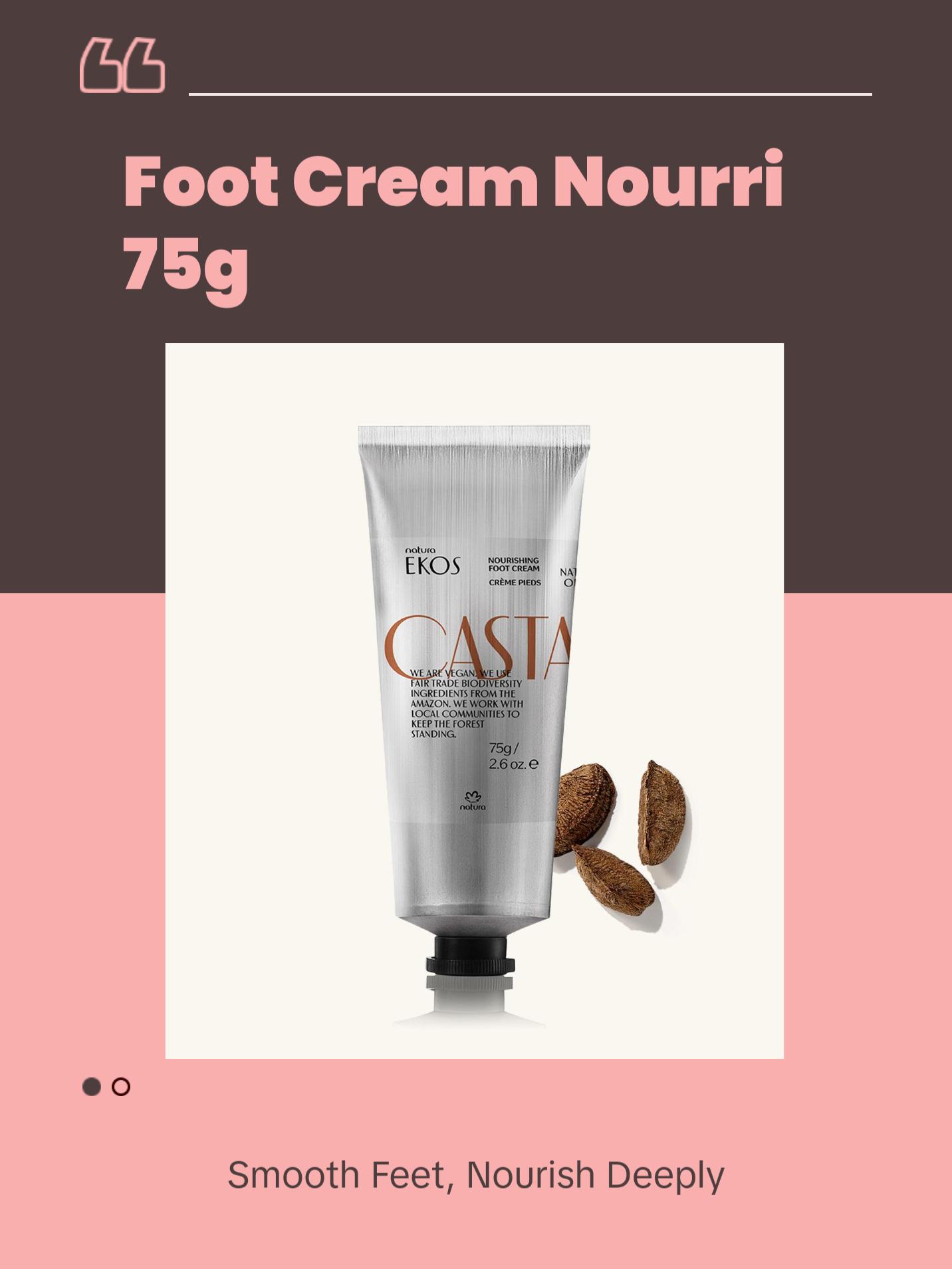Natura Brazil Nut Foot Cream, Fast-Absorbing Moisturizer, Softens, Smooths & Repairs Rough Dry Skin 2.6oz