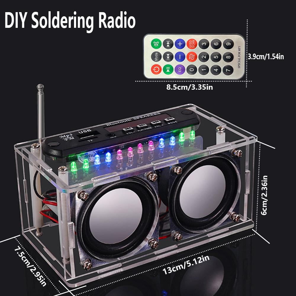 Soldering kit， radio kit， diy bluetooth speaker kit， DIY Bluetooth-Compatible Speaker Kit,Recording Function FM Radio Soldering Practice Kit with LED Spectrum,TF/AUX/Bluetooth/USB Support,Remote Control Soldering Project for Indoor/Outdoor Use