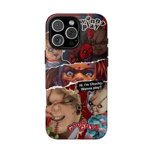 Chucky Horror Theme Tough Phone Case For Halloween. Get Full Protection With Anti-Drop, Waterproof, Shockproof, And Scratch-Resistant Features. Glossy Finish For iPhone 11, 12, 13, 14, 15, 16, 17 Pro Max Plus.
