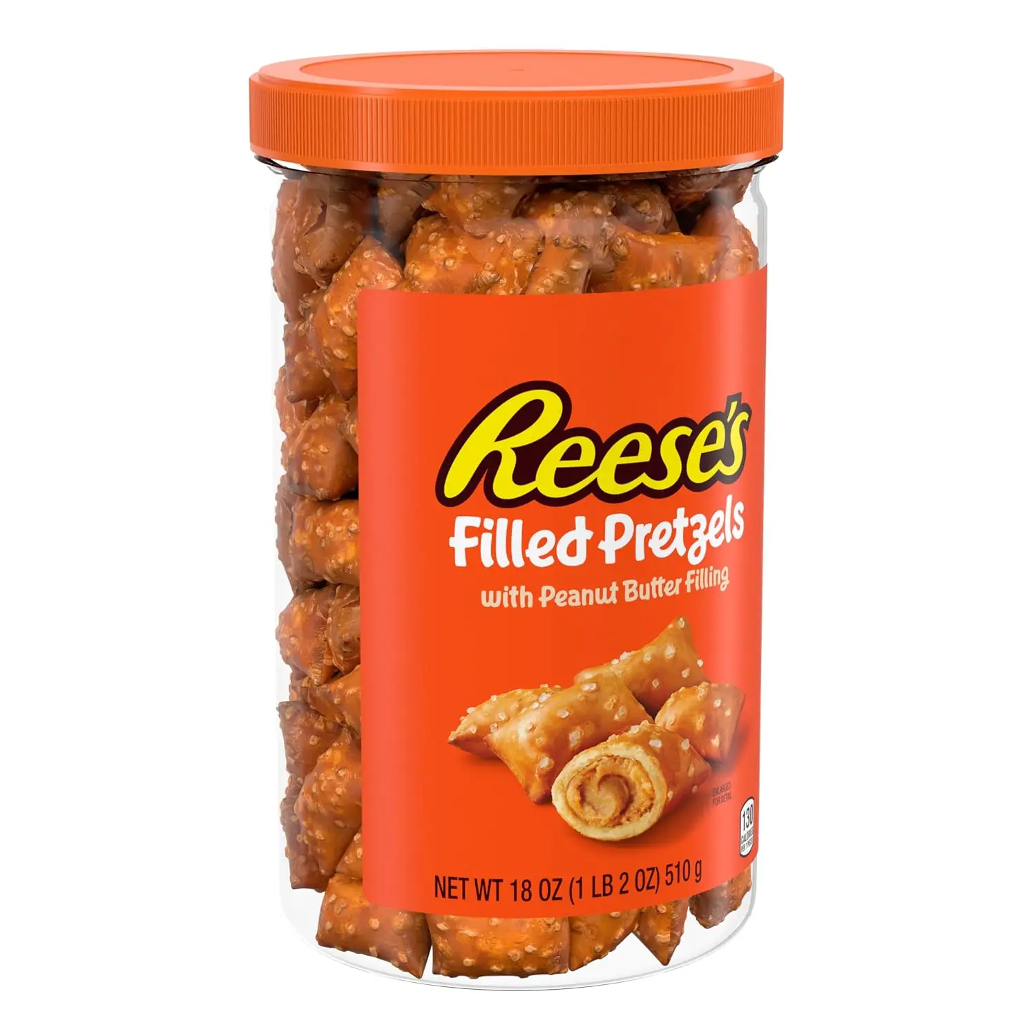 Reese's Peanut Butter Filled Pretzel Nuggets - Crunchy Candy, Sweet and Salty Ready-to-Eat Snack, 18oz Jar